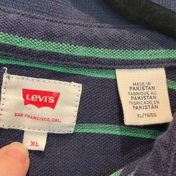 Levi's Polo Shirt Blue and Green Striped Casual Wear - Picture 4 of 5